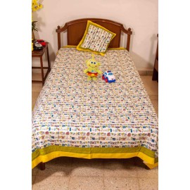 Green and Yellow Single Bed Cover