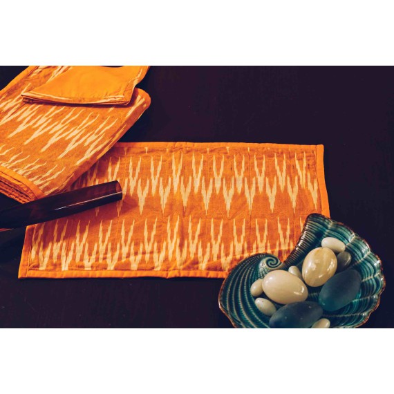 Orange ikat table mats - set of eight