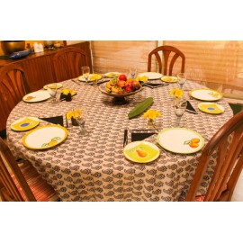 Black paisley round table cloth for eight