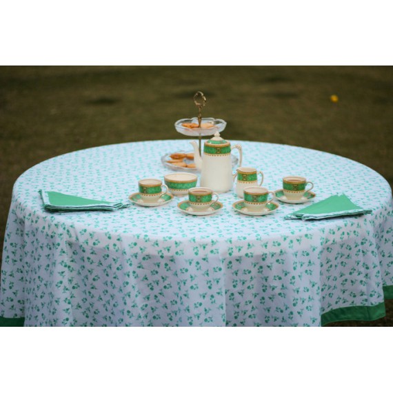 Green Round table Cloth for six