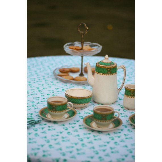 Green Round table Cloth for six