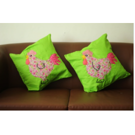 Green hen cushion covers