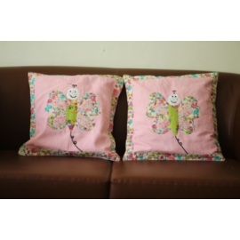 Pink butterfly cushion covers