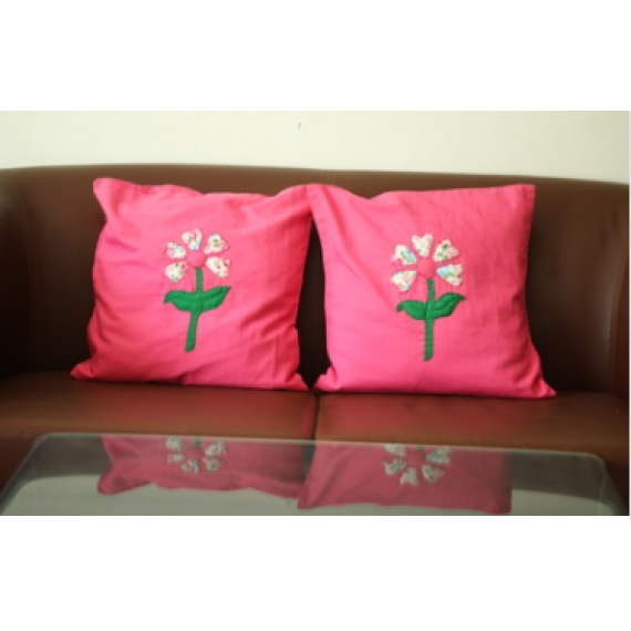 Pink flower cushion covers