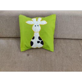 Green giraffe cushion cover