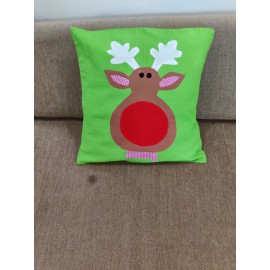 Green Reindeer cushion cover