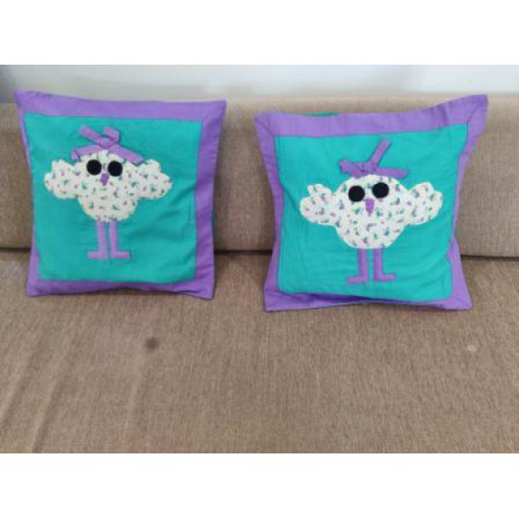 Blue and purple doll cushion covers