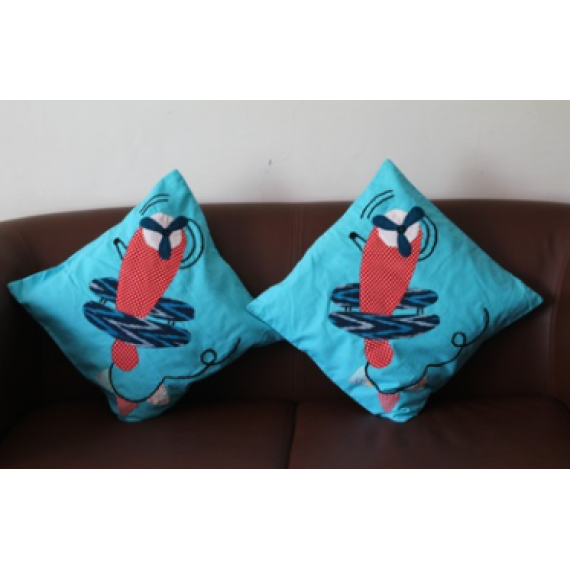 Blue airplane cushion covers