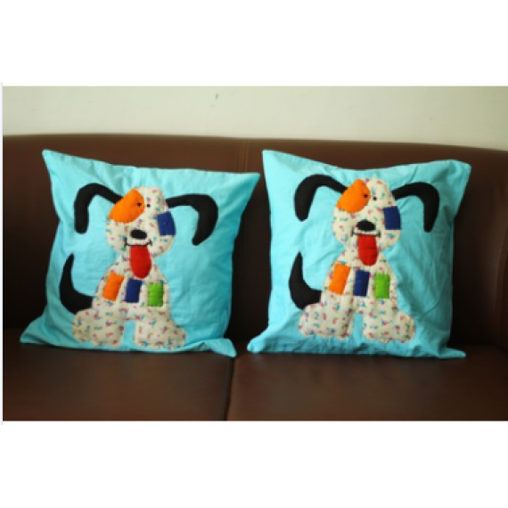 Blue puppy cushion covers