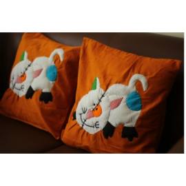 Orange cat cushion covers