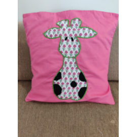 Pink giraffe cushion cover