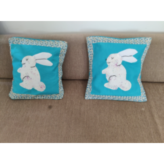 Blue bunny cushion covers