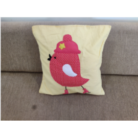 Red and cream bird cushion cover