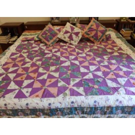 Purple patchwork bed cover