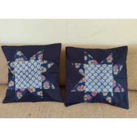 Navy blue patchwork cushion cover