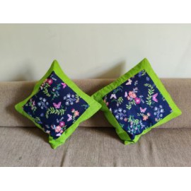 Green and Blue flower printed cushion covers