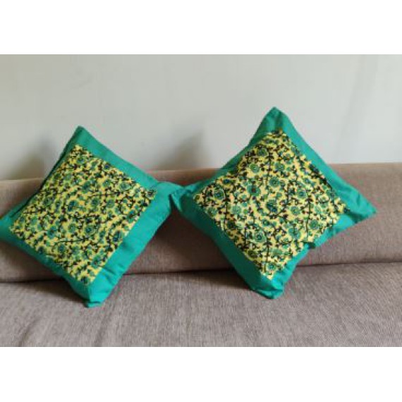 Green and yellow cushion covers