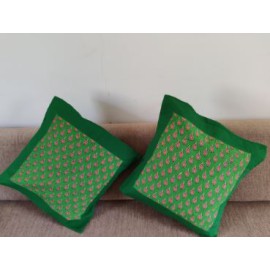 Green printed cushion covers