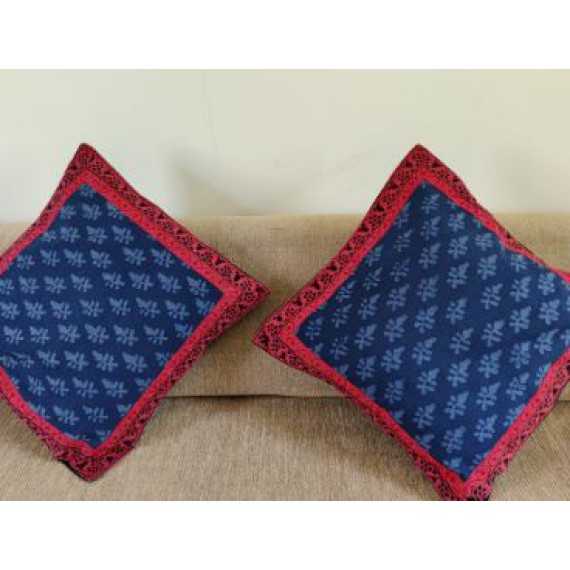 Maroon and blue bagh cushion covers