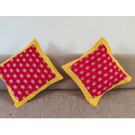 Red and yellow cushion covers