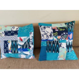 Blue patchwork cushion covers