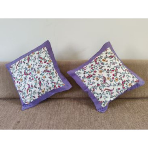 Purple peacock cushion covers