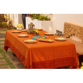 Tara orange rectangular table cloth for six