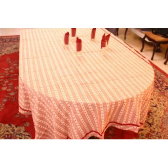 Red bagh rectangular table cloth for six