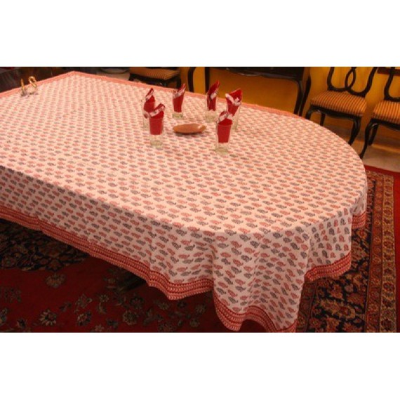 Champa bagh block printed table cloth for six