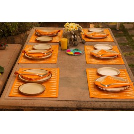 Orange Ikat table mat set of six