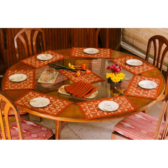 Orange table mat set of 8 with matching napkins