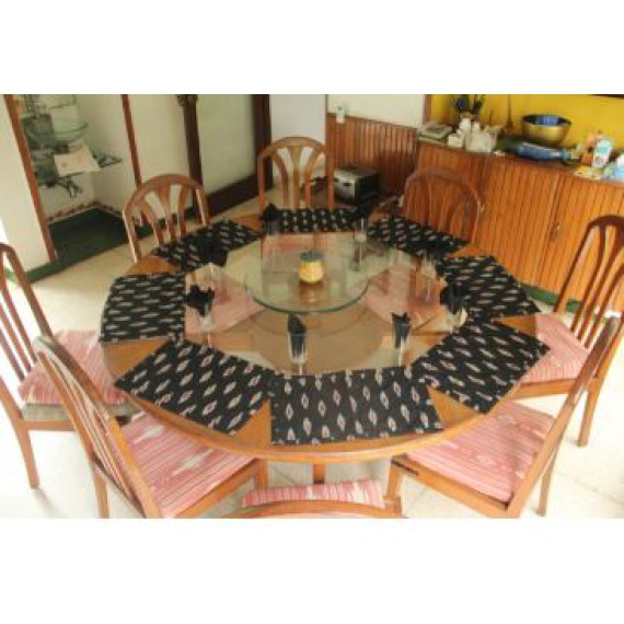 Noir ikat table mat set of eight