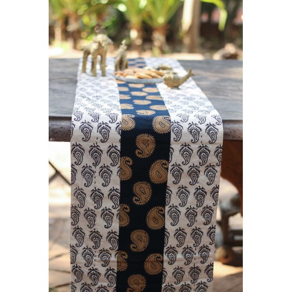 Black and cream table runner